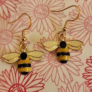 HONEY Bee EARRINGS  Simulated Diamonds 925S Posts